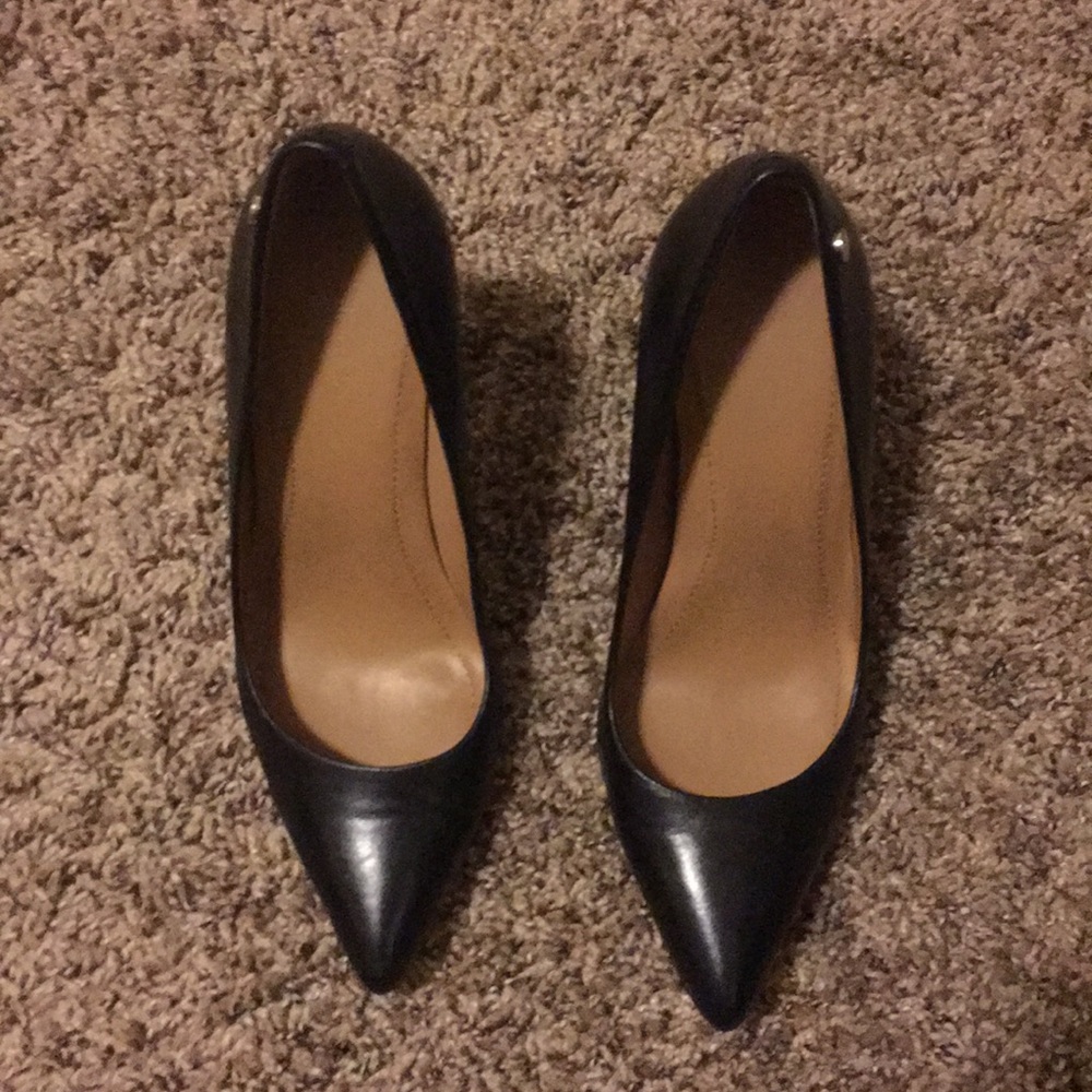 Black leather heels